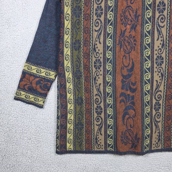 Peruvian Link Open Long Cardigan Womens XL Firenza Sweater Alpaca Blend Jacquard - Picture 8 of 13